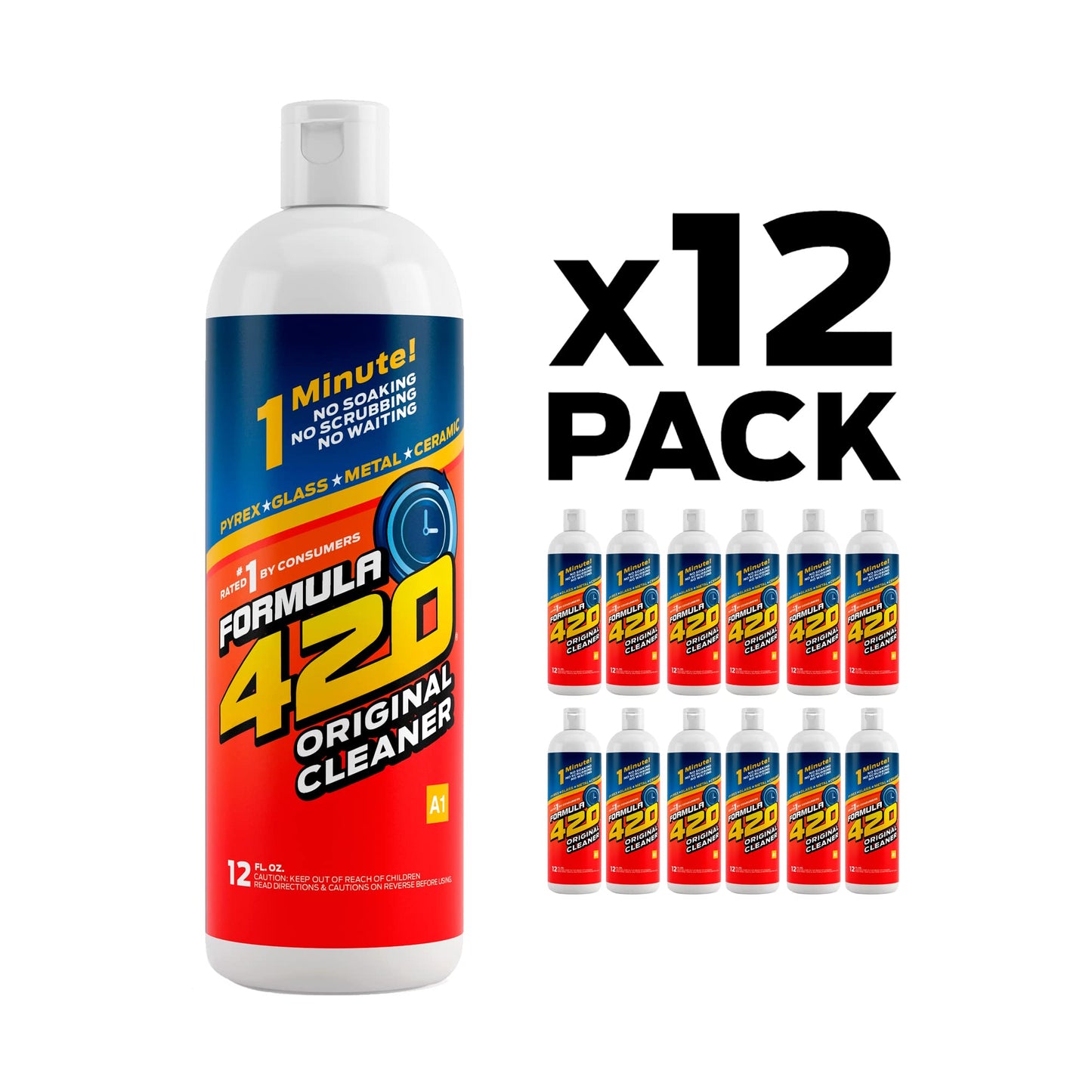 Formula 420 Original Cleaner 12 Pack | Glass Cleaner | Cleaner Value Pack | Safe on Glass, Metal, Ceramic, Quartz and Pyrex | Cleaner (12 oz - 12