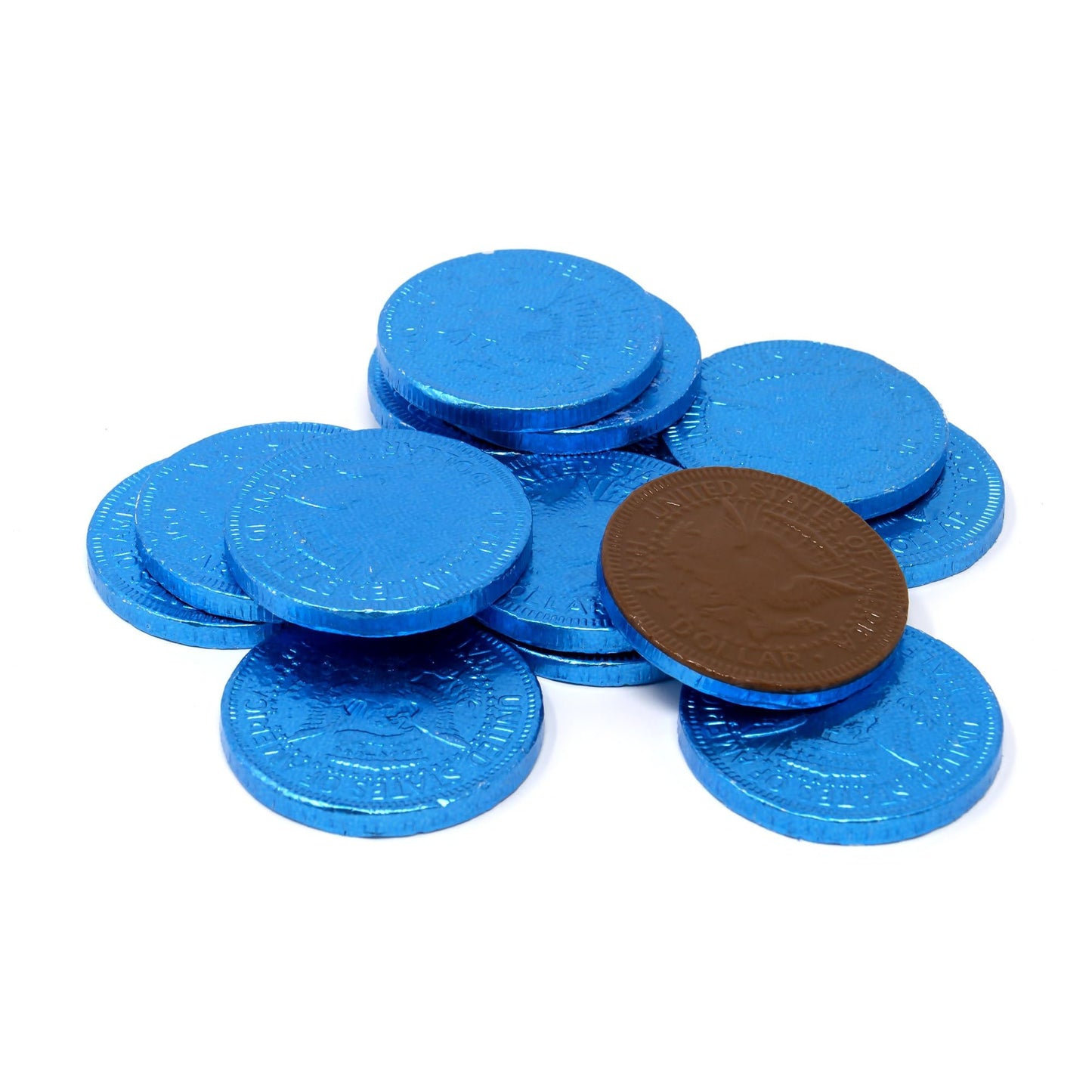 Fort Knox Caribbean Blue Milk Chocolate Coins - 1 LB Mesh Bag