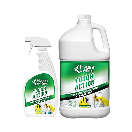 Hygea Natural Tough Action Tile & Grout Cleaner Duo - Deep Cleans Dirt & Scum, Conditions & Enhances Stone Color - Acid-Free & Residue-Free