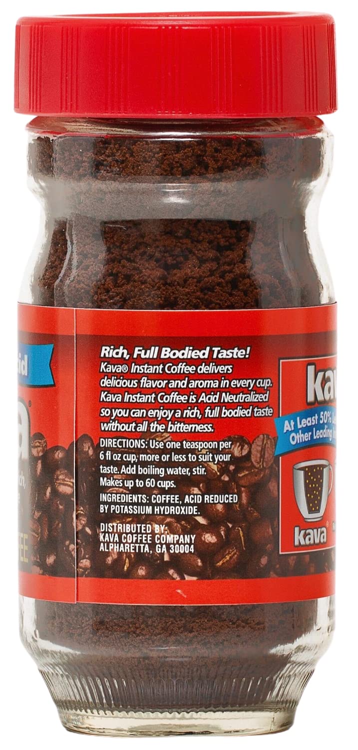 Kava Instant Coffee, Low Acid, 4 Ounce (Pack of 12)