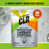 CLR Brands Garbage Disposal Cleaner and Deodorizer Pods, 20 Count, Fresh Scent, Foaming Drain Odor Eliminator, 5 Month Supply