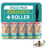 Pet Hair Lint Roller, 450 Sheets Furniture Lint Rollers for Pet Hair, 1 Heavy Duty Lint Roller for Clothes + 5 Sticky Lint Rollers Refills - Xfasten