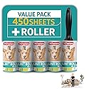 Pet Hair Lint Roller, 450 Sheets Furniture Lint Rollers for Pet Hair, 1 Heavy Duty Lint Roller for Clothes + 5 Sticky Lint Rollers Refills - Xfasten