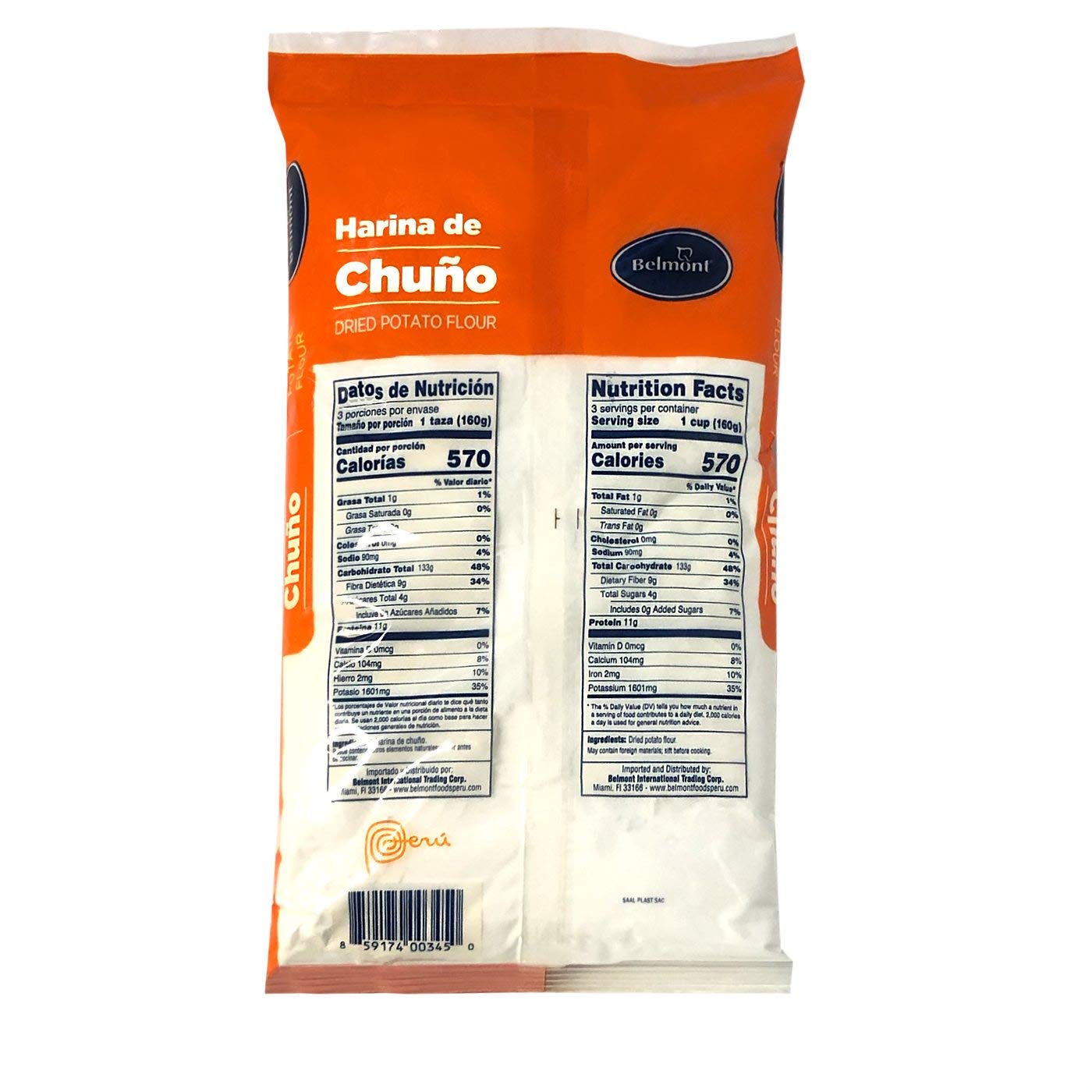 Belmont Harina De Chuño (Dried Potato Flour) Single Bag 15oz - Product of Peru