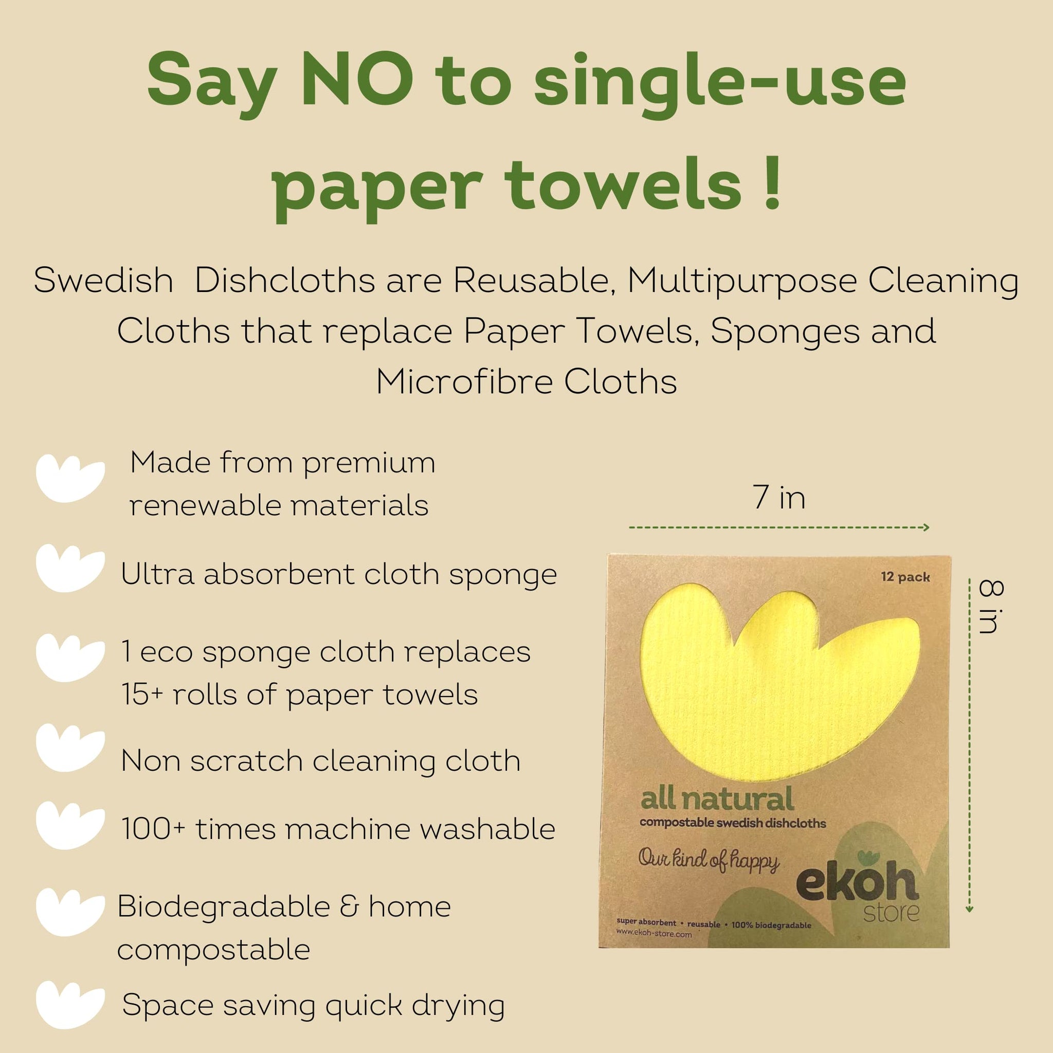 Swedish Dish Cloths Compostable Sponge Cloth 12 Pack | Solid Assorted Happy Colours | Reusable Cleaning Hand Towel Bulk Buy | for Kitchen, Counters