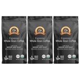 Alex's Low Acid Organic Coffee 12oz Bag - Whole Bean Espresso, Medium Dark Roast (Pack of 3)