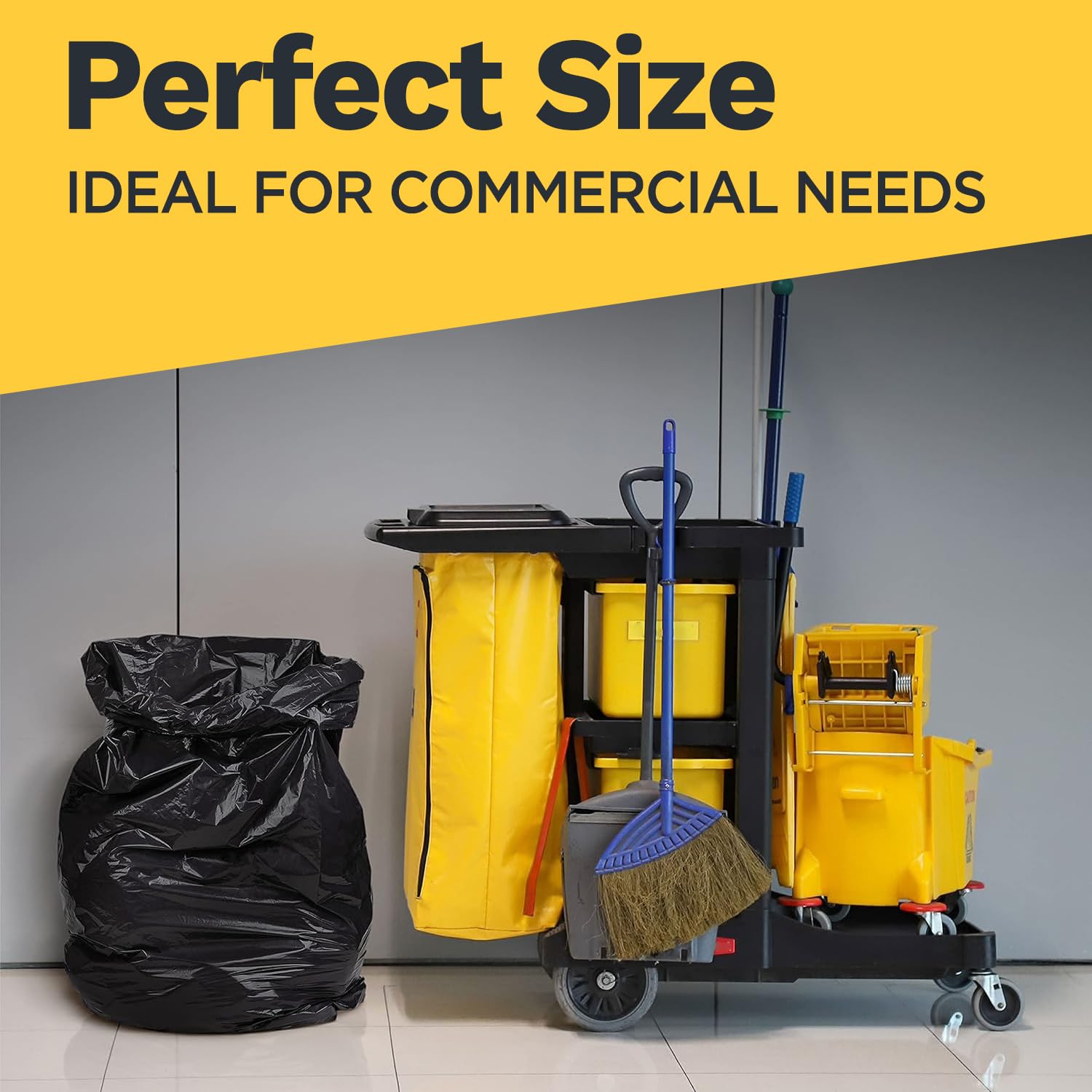 ToughBag 30-33 Gallon Trash Bags Heavy Duty (50 COUNT) 3 Mil Contractor Trash Bags - Heavy Duty Black Contractor Can Liners - Made In USA