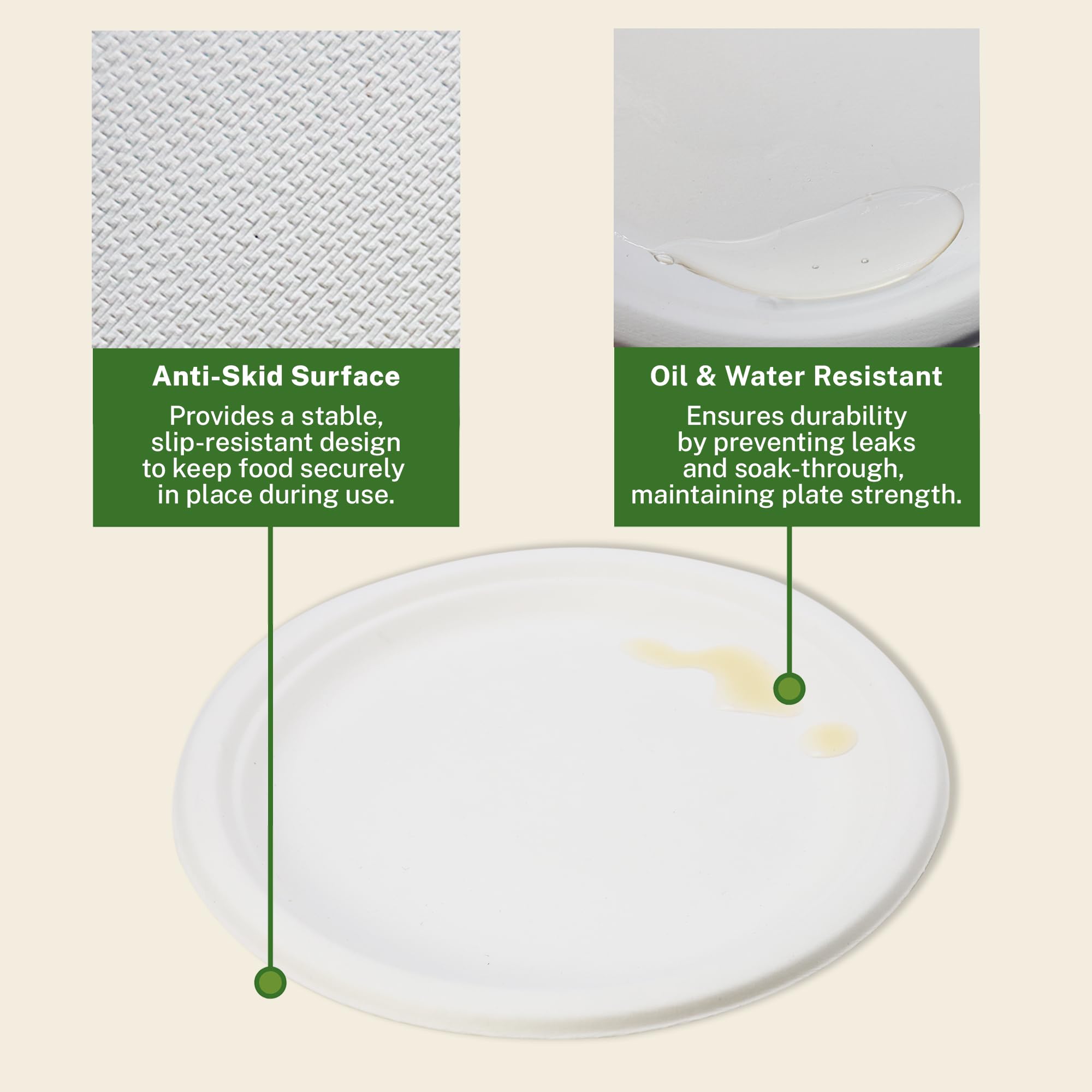 Klex Compostable 10" Sugarcane Plates (125-Pack) Disposable Eco-Friendly Biodegradable Sugarcane Bagasse Plate, Round, 10 Inch, 125 Count