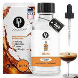 Dolce Flav Natural Rum Extract - 2 Ounce Water-Soluble Kosher, Sugar-Free, Concentrated Dark Rum Flavoring for Baking, Cocktails & Desserts, Includes
