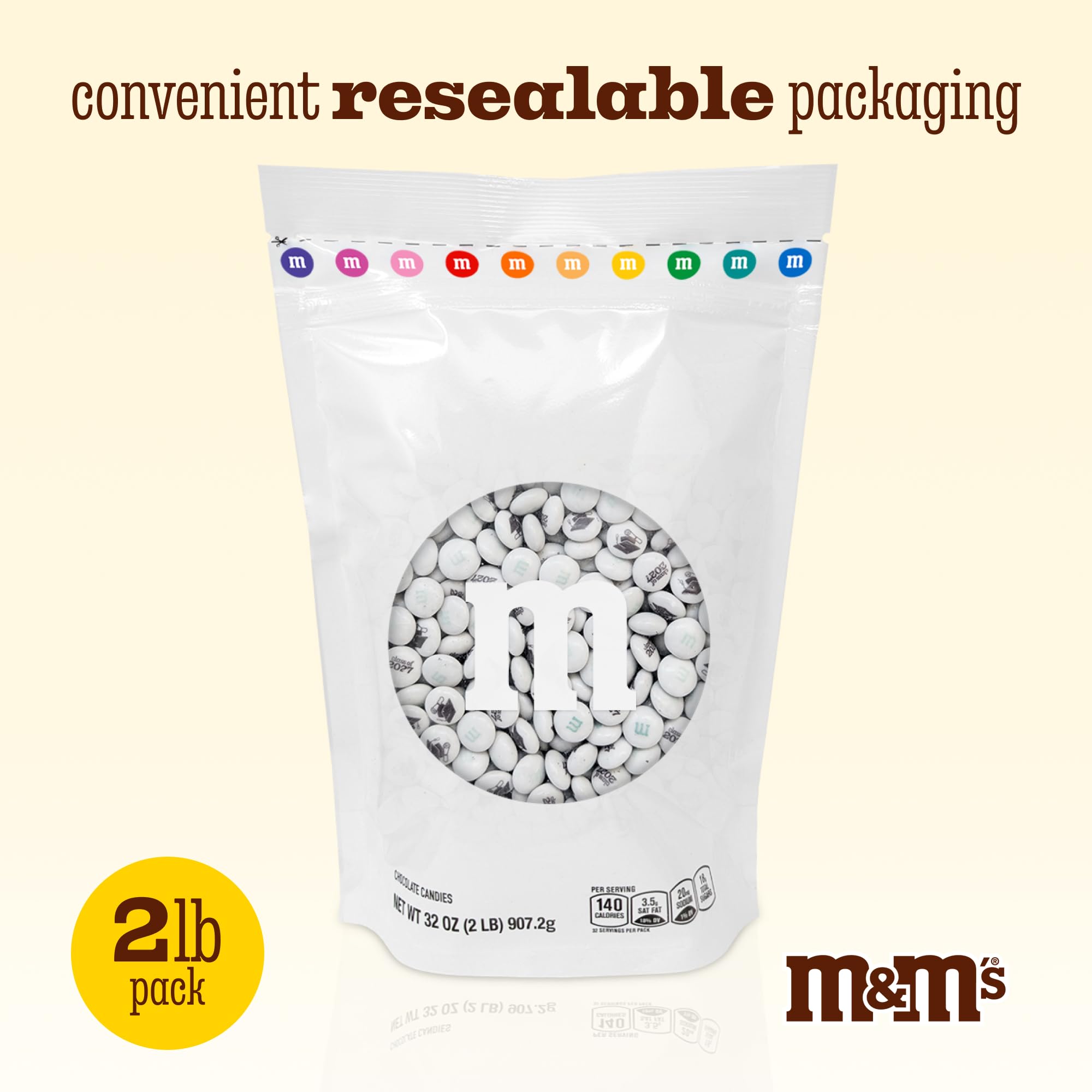 M&M'S Class of 2027 Graduation Milk Chocolate, 2 lb Bulk Resealable Bag