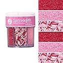 Sweets Indeed Valentines Dye Free Sprinkles | Red & Pink Sanding Sugar with Red White Pink Jimmies Mix | Baking & Decorating | No Artificial Dyes |