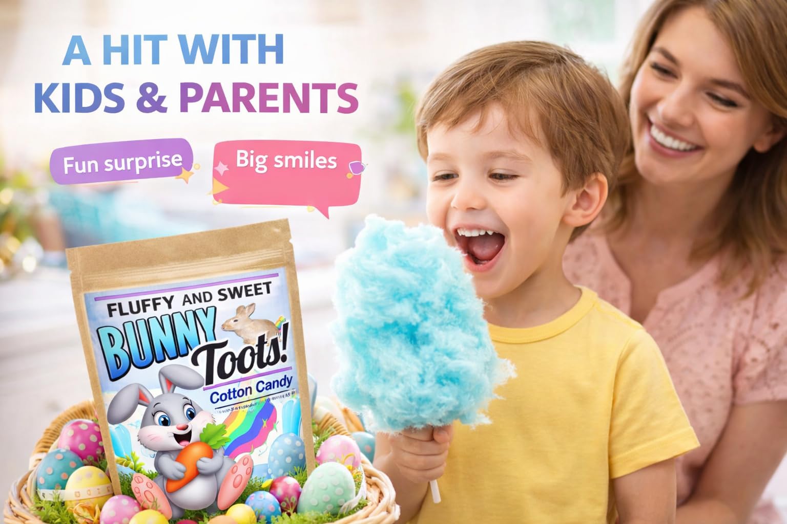 Bunny Toots Cotton Candy - Fun Cotton Candy - Funny Easter Basket - Stocking Stuffers - Bunny Toots - Easter Cotton Candy for Kids