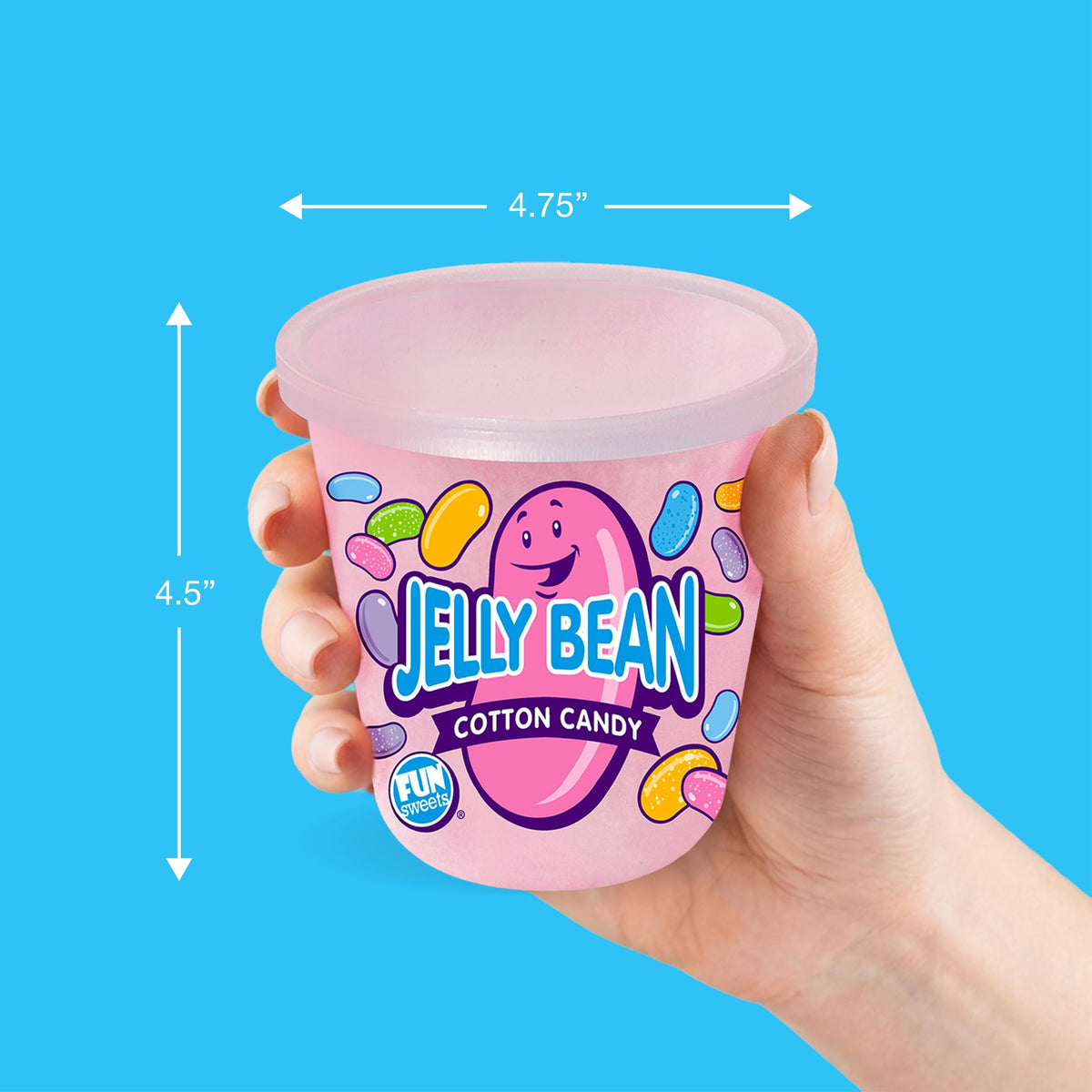 Fun Sweets Cotton Candy - 2 Pack - Jelly Bean CottonCandy in 1.5 oz Tubs - Individual Carnival Cotton Candy Tubs