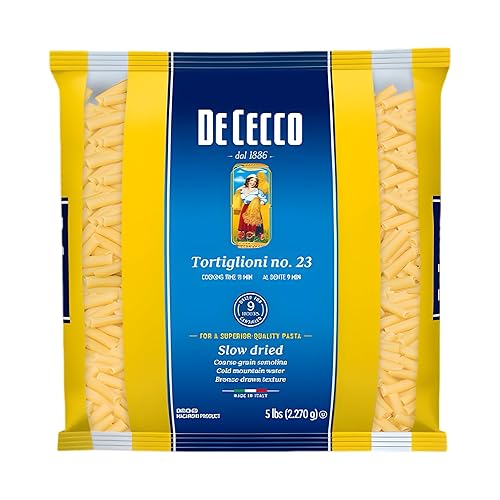 De Cecco Semolina Pasta, Tortiglioni No.23, 5 Pound (Pack of 4)
