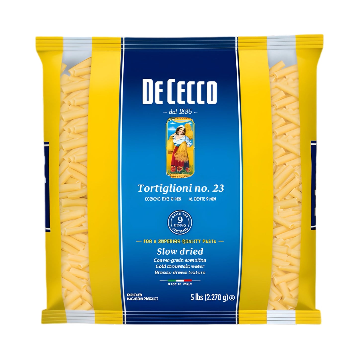 De Cecco Semolina Pasta, Tortiglioni No.23, 5 Pound (Pack of 4)