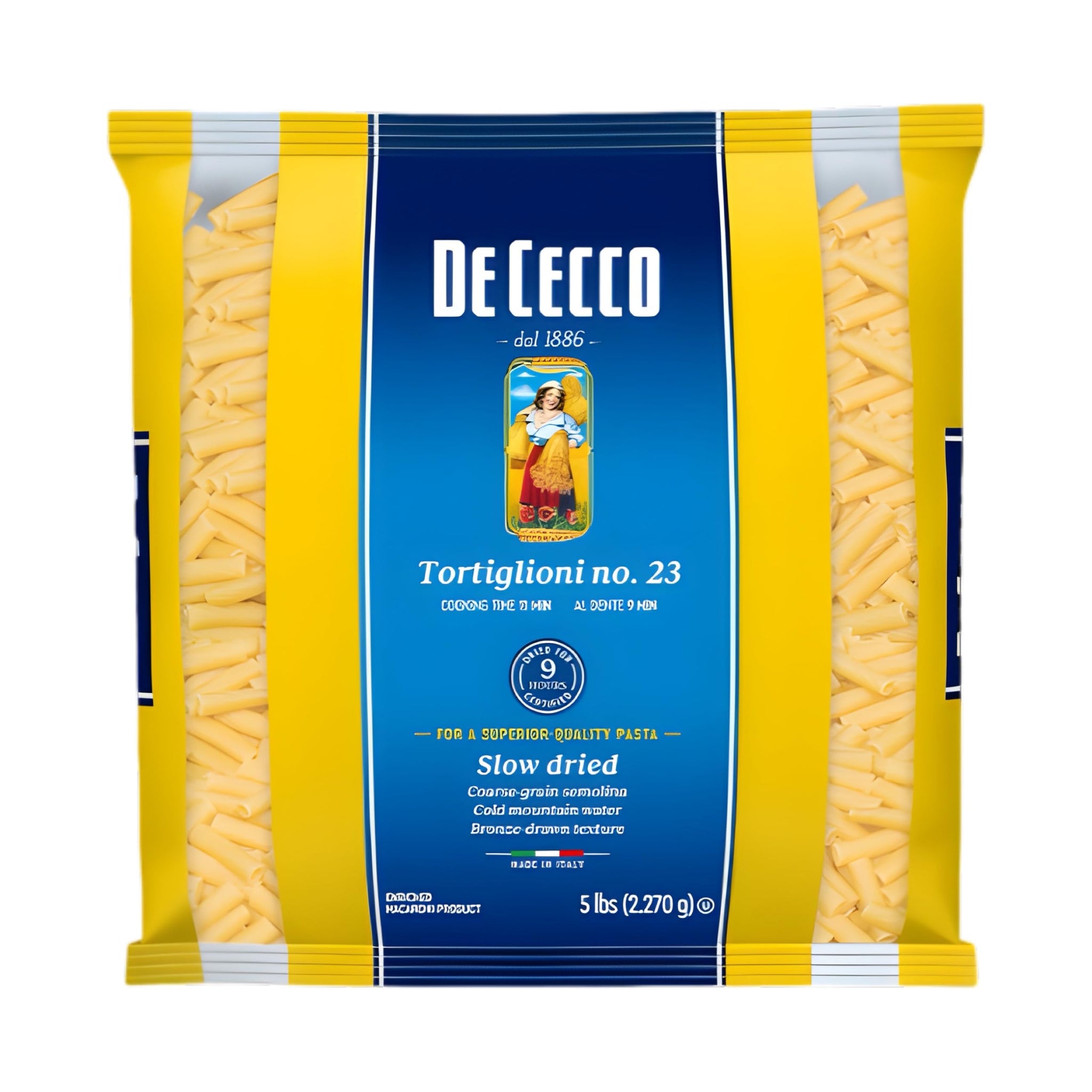 De Cecco Semolina Pasta, Tortiglioni No.23, 5 Pound (Pack of 4)