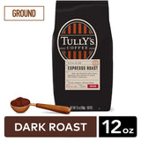 Tully's Coffee Espresso Blend, Ground Dark Roast, 12-Ounce Bags (Pack of 2)