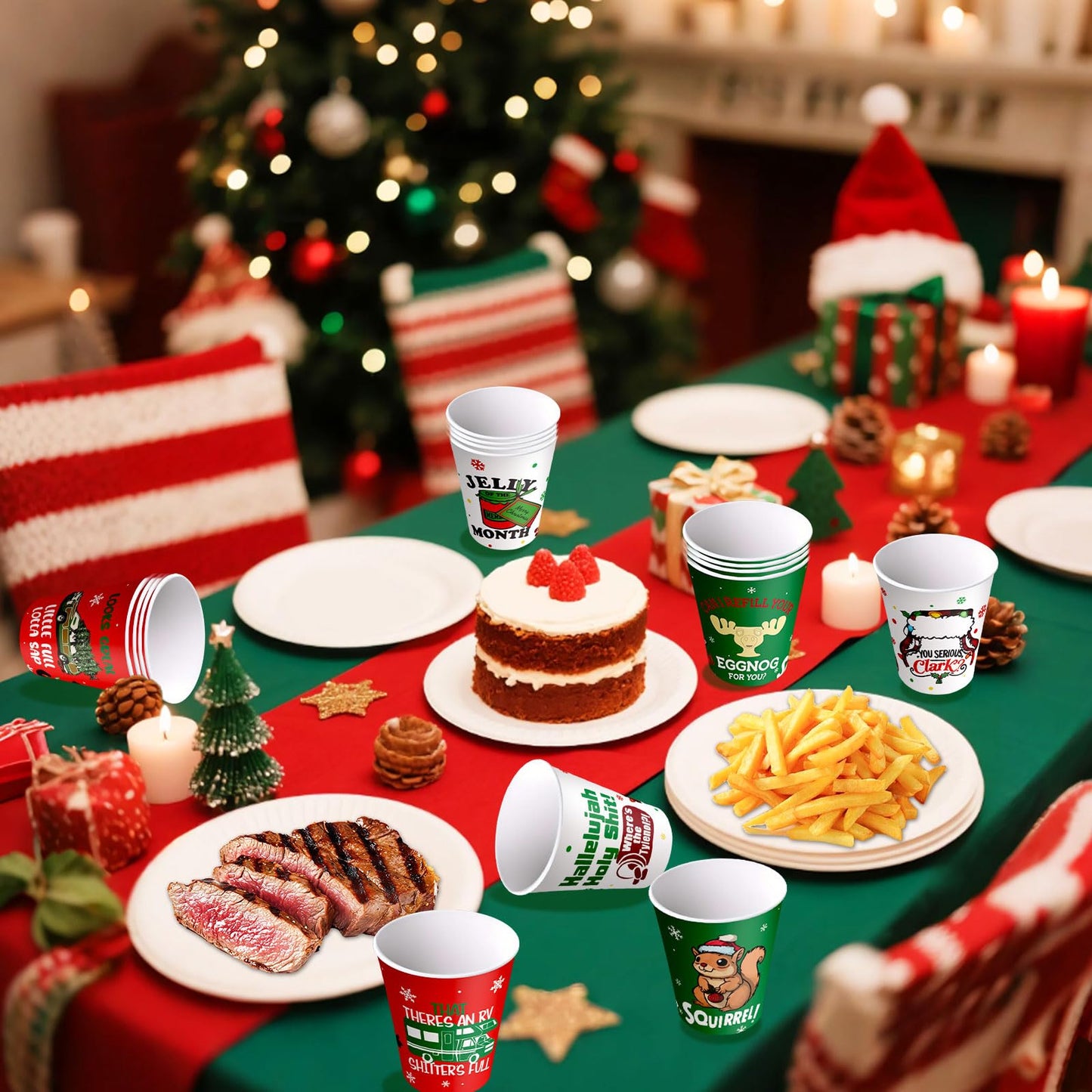 HigzYovn 48 Pack Christmas Paper Cups, Christmas Vacation Decorations, 9 oz Xmas Coffee Disposable Cups, Funny Xmas Party Cups for Holiday Hot