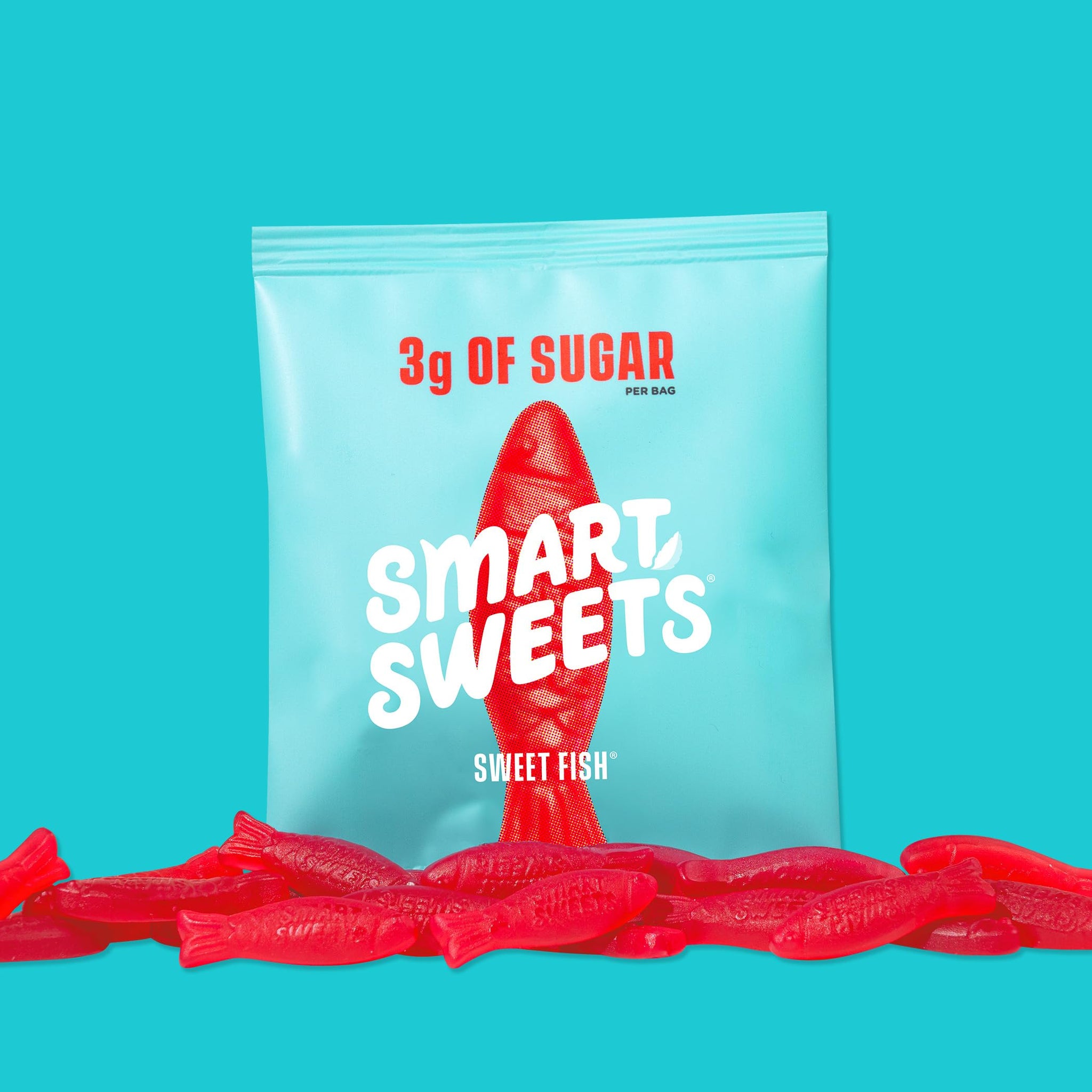 SmartSweets Sweet Fish, Candy With Low Sugar 3g, Low Calorie 90, Net Carb 12, Plant Based, Gluten Free, No Artifical Colors or Sweeteners 1.8 Oz Bags