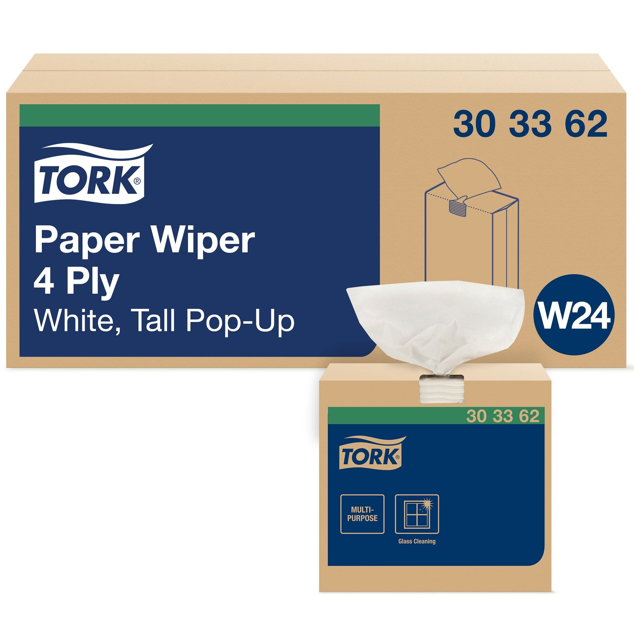 Tork Paper Wiper White Self Dispensing, Pop-Up Box, 8 x 125 Sheets, 303362