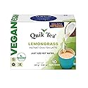 QuikTea Instant Vegan Lemongrass Chai Tea Latte - 10 Count, Refreshing lemongrass lift, low Caffeine, No artificial colors or preservatives, no dairy