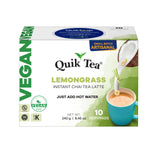 QuikTea Instant Vegan Lemongrass Chai Tea Latte - 10 Count, Refreshing lemongrass lift, low Caffeine, No artificial colors or preservatives, no dairy