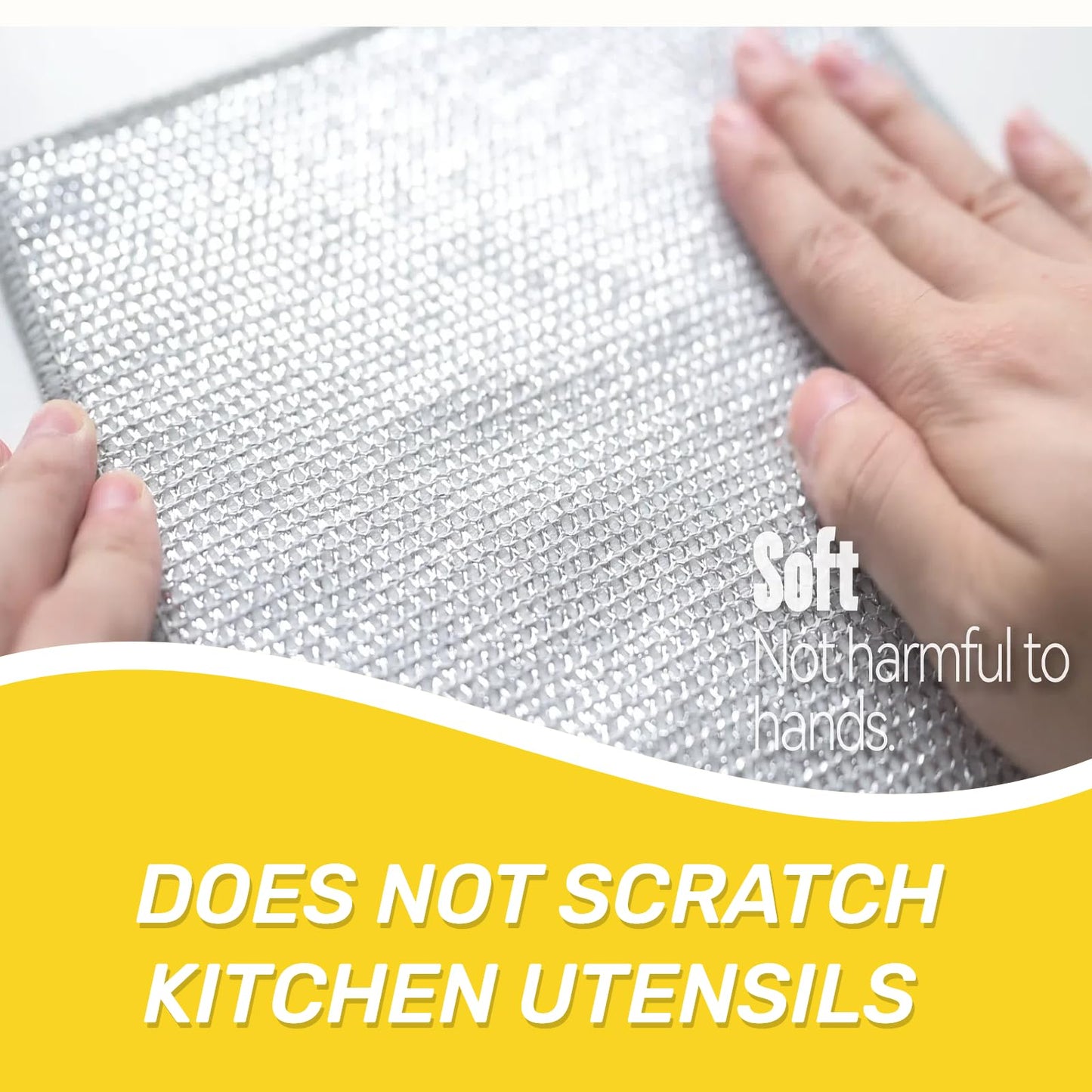 Giubog 6 Pcs New Upgrade 3-Layer Metal Dish Cloth,Non Scratch Wire Dishcloth,Steel Wool Scrubber,Kitchen Cleaning DishRags,Sinks,Dishes,Stove Top.