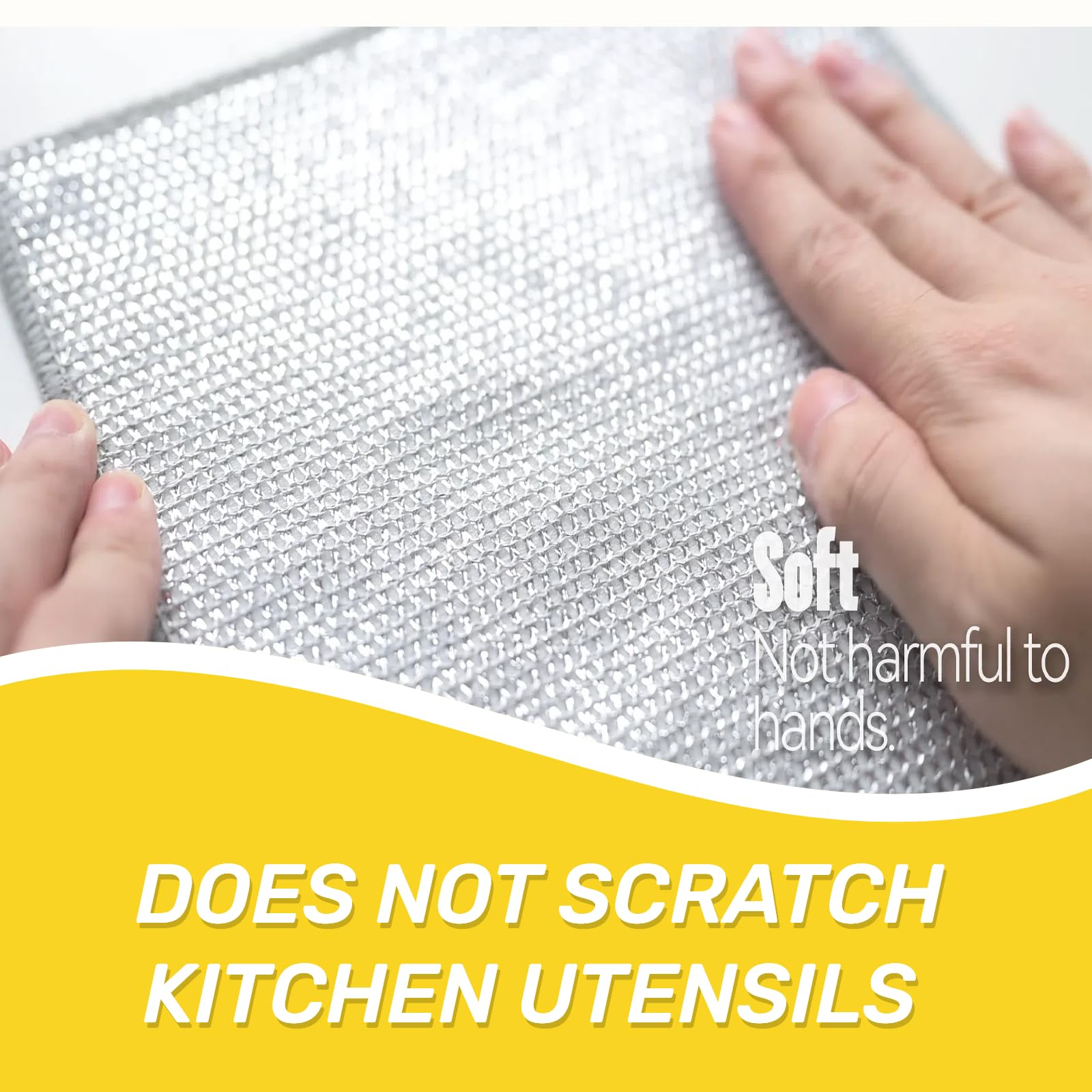 Giubog 6 Pcs New Upgrade 3-Layer Metal Dish Cloth,Non Scratch Wire Dishcloth,Steel Wool Scrubber,Kitchen Cleaning DishRags,Sinks,Dishes,Stove Top.