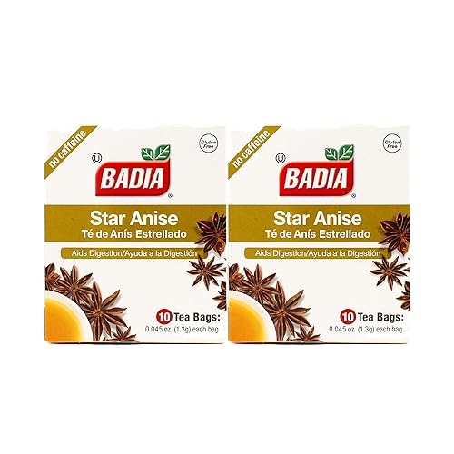Badia Star Anise Tea Bags, No Caffeine, 10 ct - Palatize Pack of 2