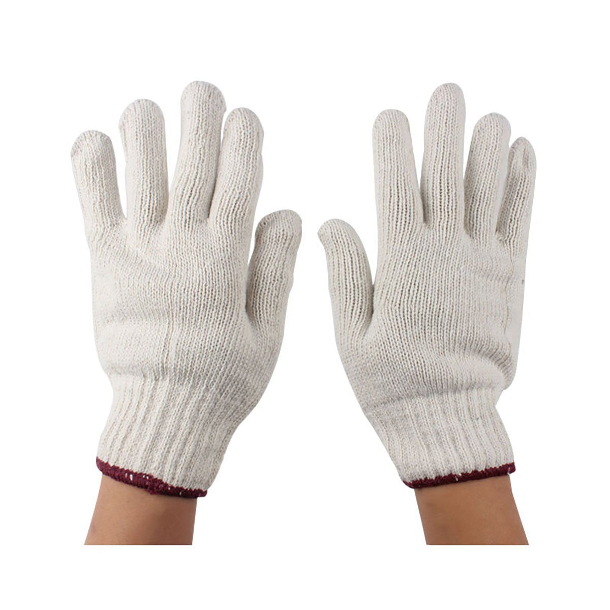5 Pairs White Labour Protection Cotton Thread Work Gloves - High Elastic Gloves Apply to Transport Grasping Maintenance