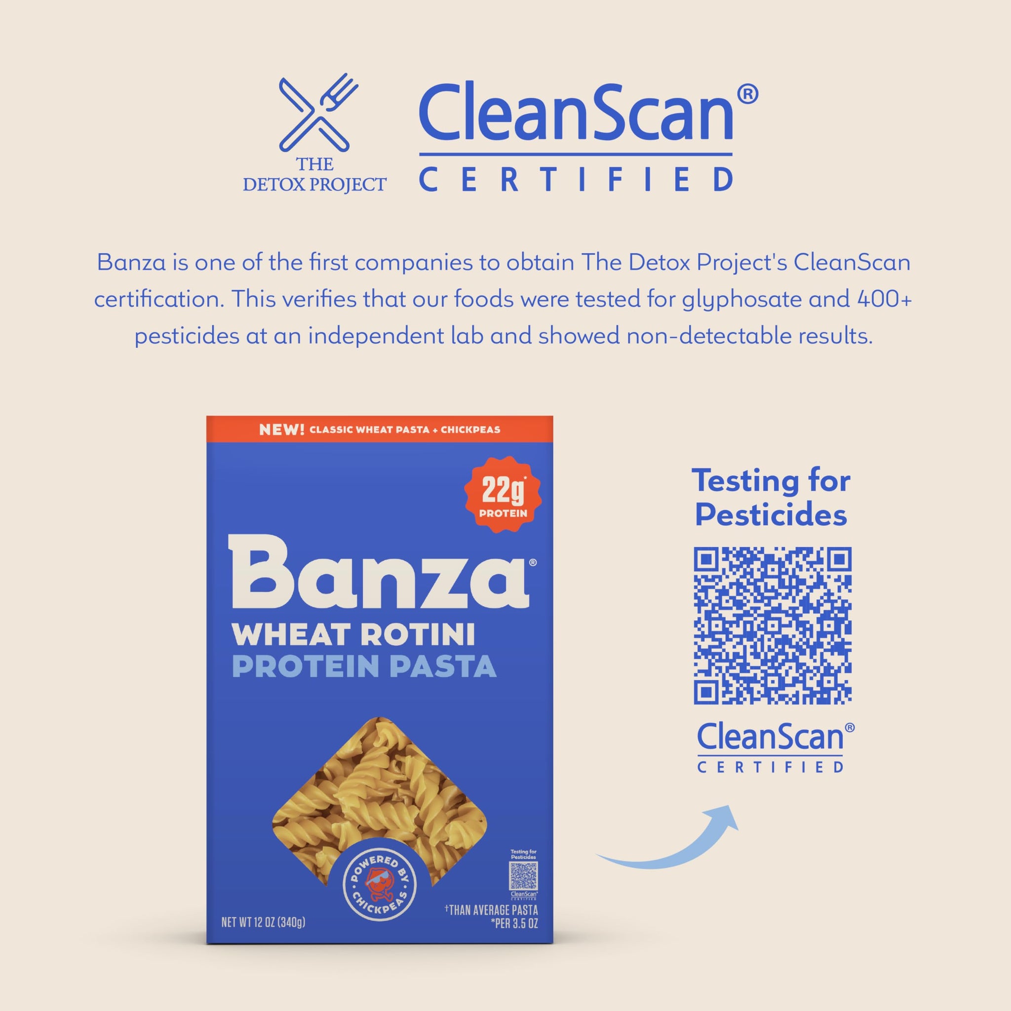 Banza Wheat Protein Penne Pasta - 22g Protein per Serving, High Protein, No-Compromises Taste & Texture, Powered by Chickpeas, 6 Pack (Rotini)