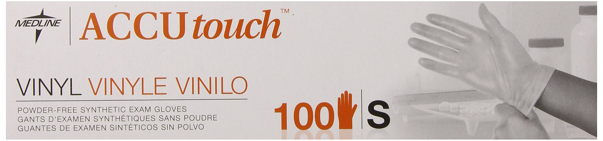 Medline Accutouch Synthetic Exam Gloves Clear, Small, 100 Count