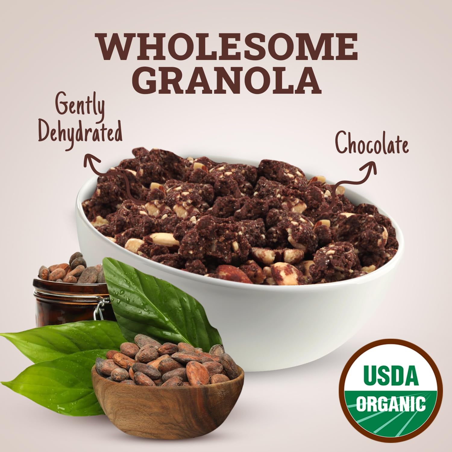Chocolate Un-Cereal ™ Granola Gluten Free and Grain Free, Dehydrated 9.3oz Pack of healthy granola, Perfect for Smoothies, Free from Cheap Fillers