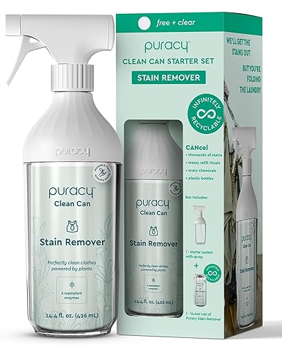 Puracy Natural Stain Remover - Clean Can - Fabric Stain Remover for Clothes Laundry - Stain Treater - Active Enzyme Laundry Stain Remover Spray - Spot