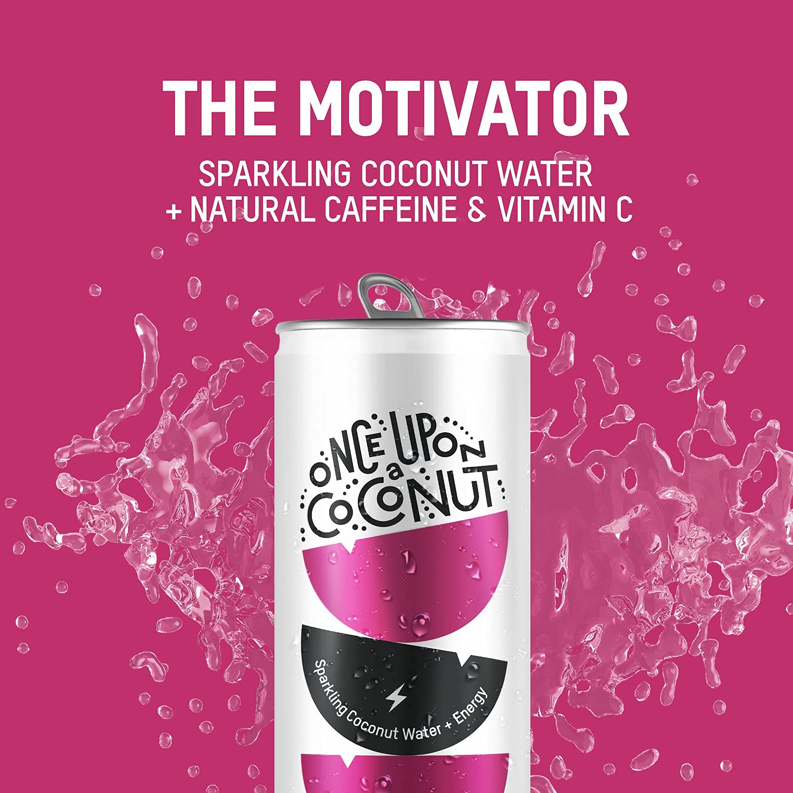 Once Upon a Coconut Sparkling Coconut Water + Energy - Low Calorie All-Natural Drink with Electrolytes - Non-GMO - Gluten-Free - 10.8 Fl Oz (Pack