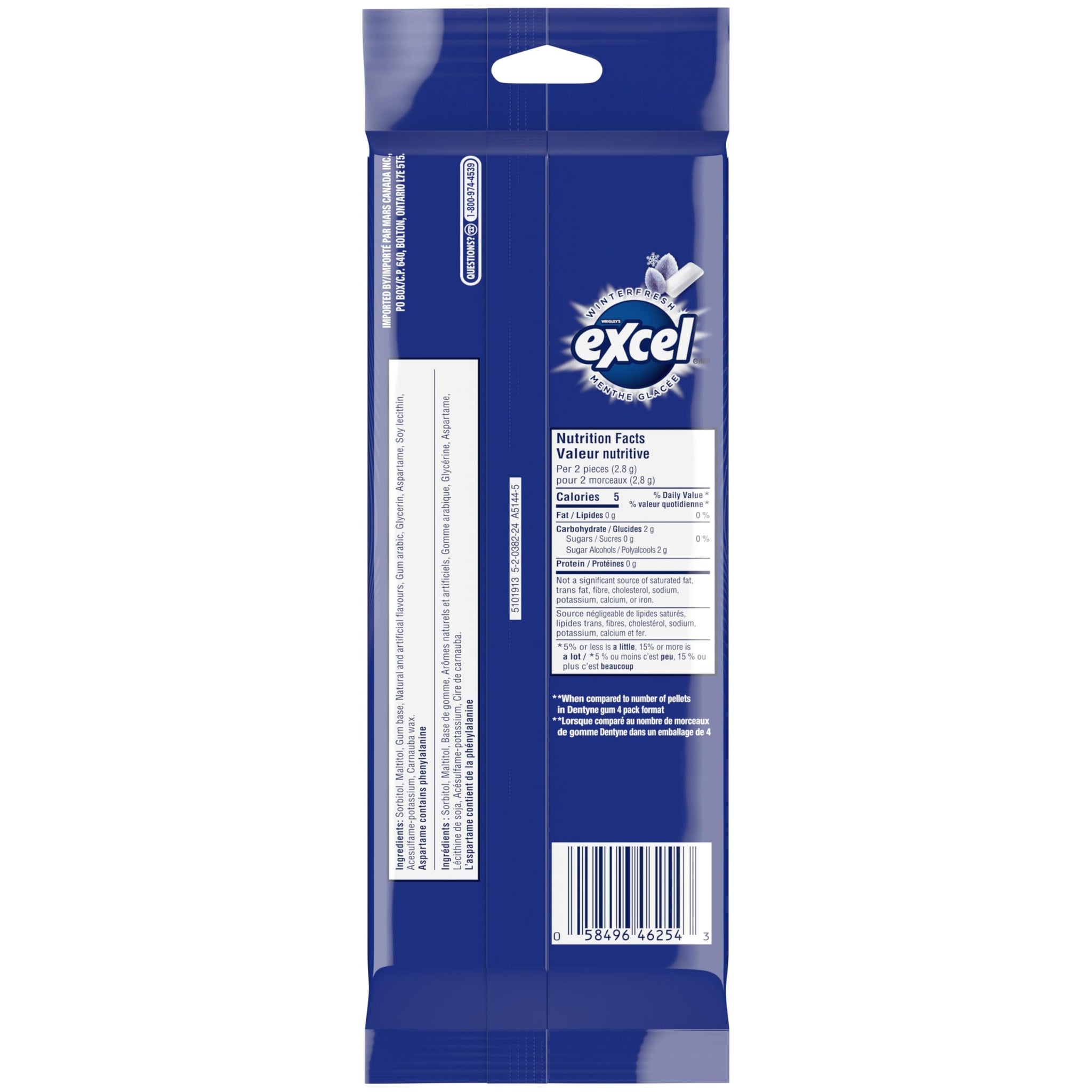Excel Winterfresh, Sugar Free Chewing Gum, Multipack, 3 Packs, 18 Pellets Per Pack, Multi