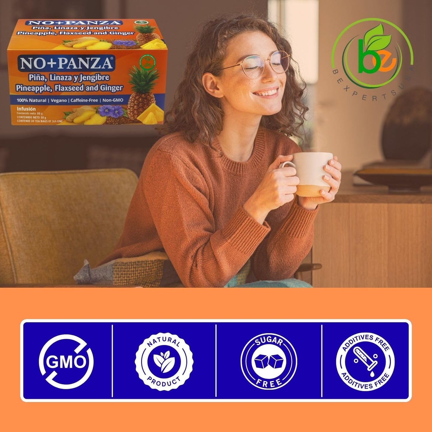 Ginger, Pineapple, Cinnamon & Flaxseed Herbal Tea - 2 Pack (30 Tea Bags Each) by High Supreme - 100% Natural, Vegan, Caffeine-Free Infusion