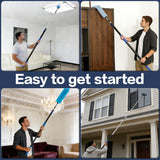 TreVark 20FT High Reach Duster Cleaning Kit with 5-12 FTExtension Pole, High Ceiling Fan Cleaner Duster Tool for Fan Blades, Extendable Reusable