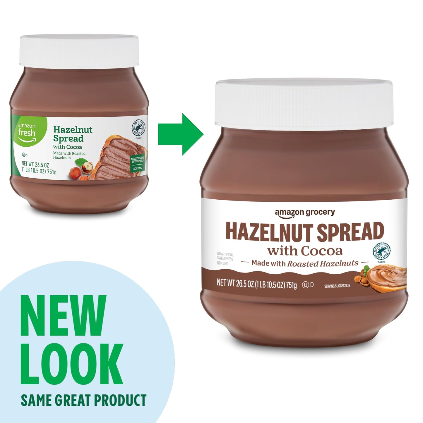 Amazon Grocery, Hazelnut Spread With Cocoa, 26.5 Oz