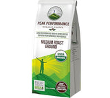 Peak Performance High Altitude Organic Coffee - Fair Trade, Low Acid, Non GMO, and Beans Full of Antioxidants - Medium Roast Smooth Tasting USDA