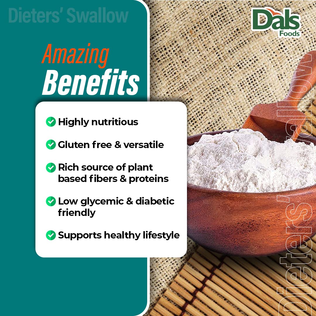 Dals Foods Healthy Nutritious Fufu, Dieters' Swallow | 100% Natural Flour, Low-Carb, Plant-Based Fiber & Protein Blend, Gluten Free Baking & Cooking