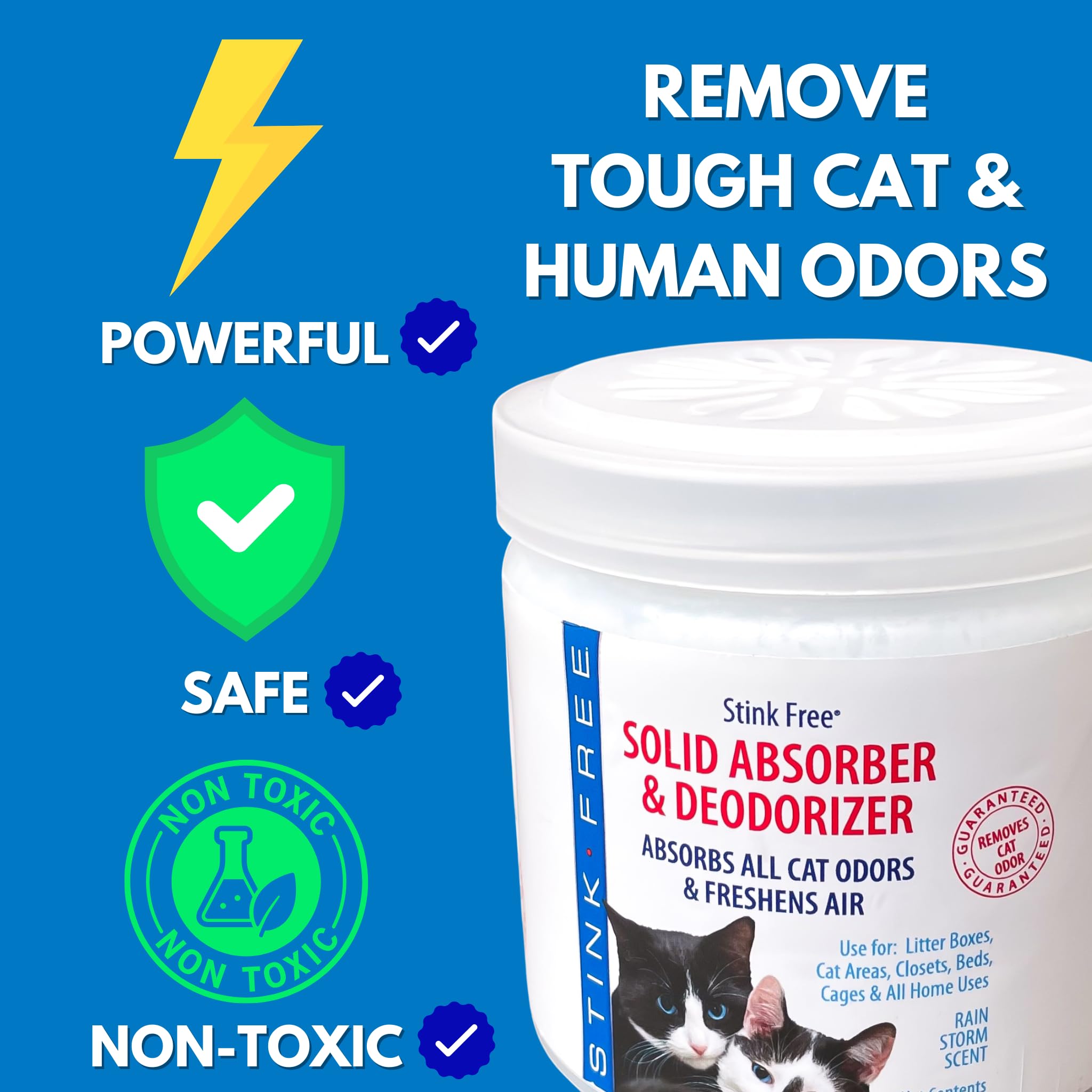 Stink Free Cat Litter Solid Deodorizer, Absorber & Room Purifier - Air Freshener, Bathroom Odor Eliminator, Basement, Control Bedroom Odor, House