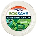 Hefty ECOSAVE Compostable Paper Plates, 10-1/8 Inch, 16 Count