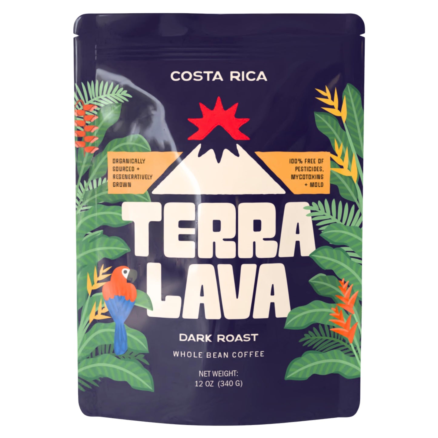Terra Lava Coffee - Dark Roast Whole Bean Coffee, Single-Origin Costa Rican Arabica, Volcanic Soil Grown, Honey-Processed, Tested for Mold