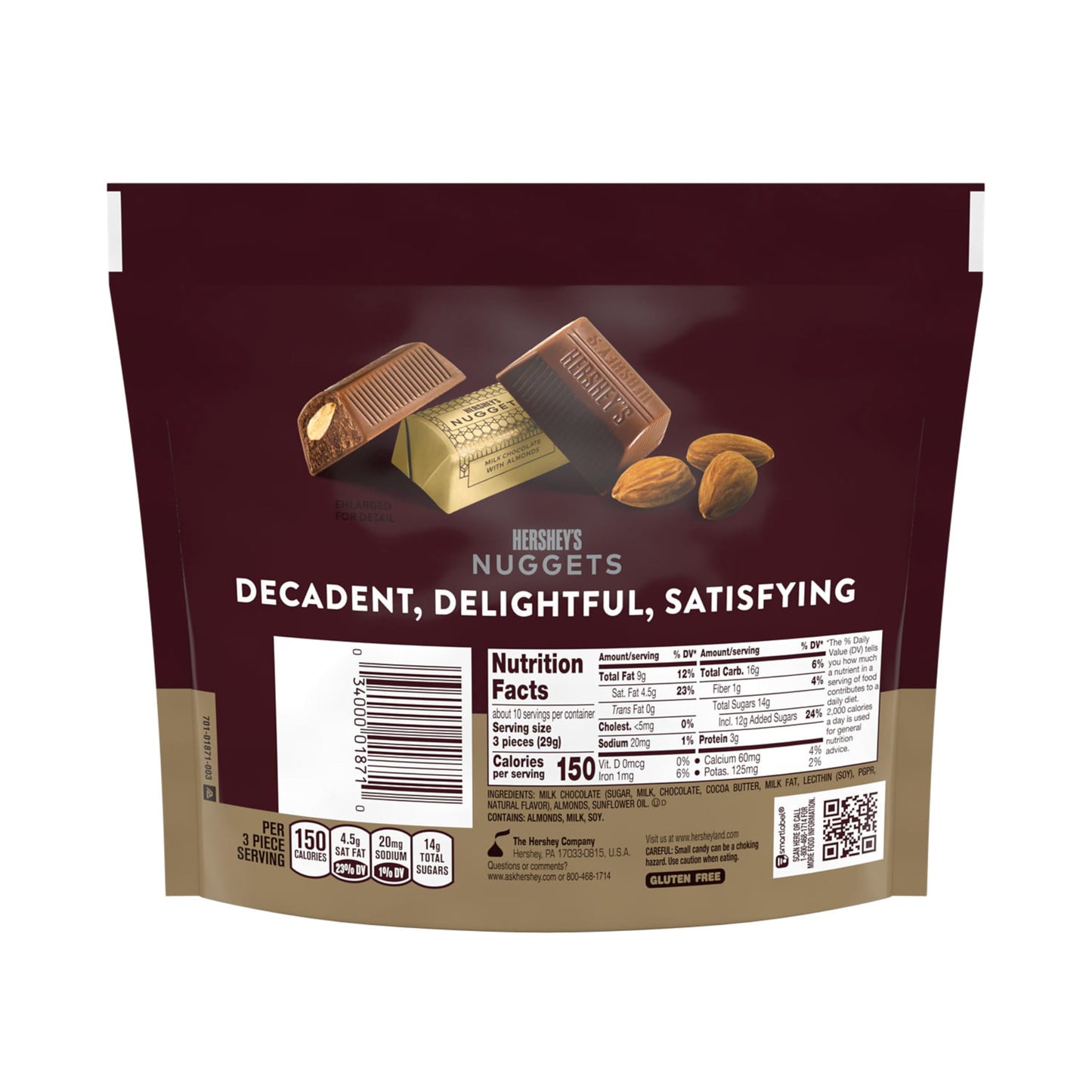 HERSHEY'S NUGGETS Milk Chocolate with Almonds Candy Share Pack, 10.1 oz