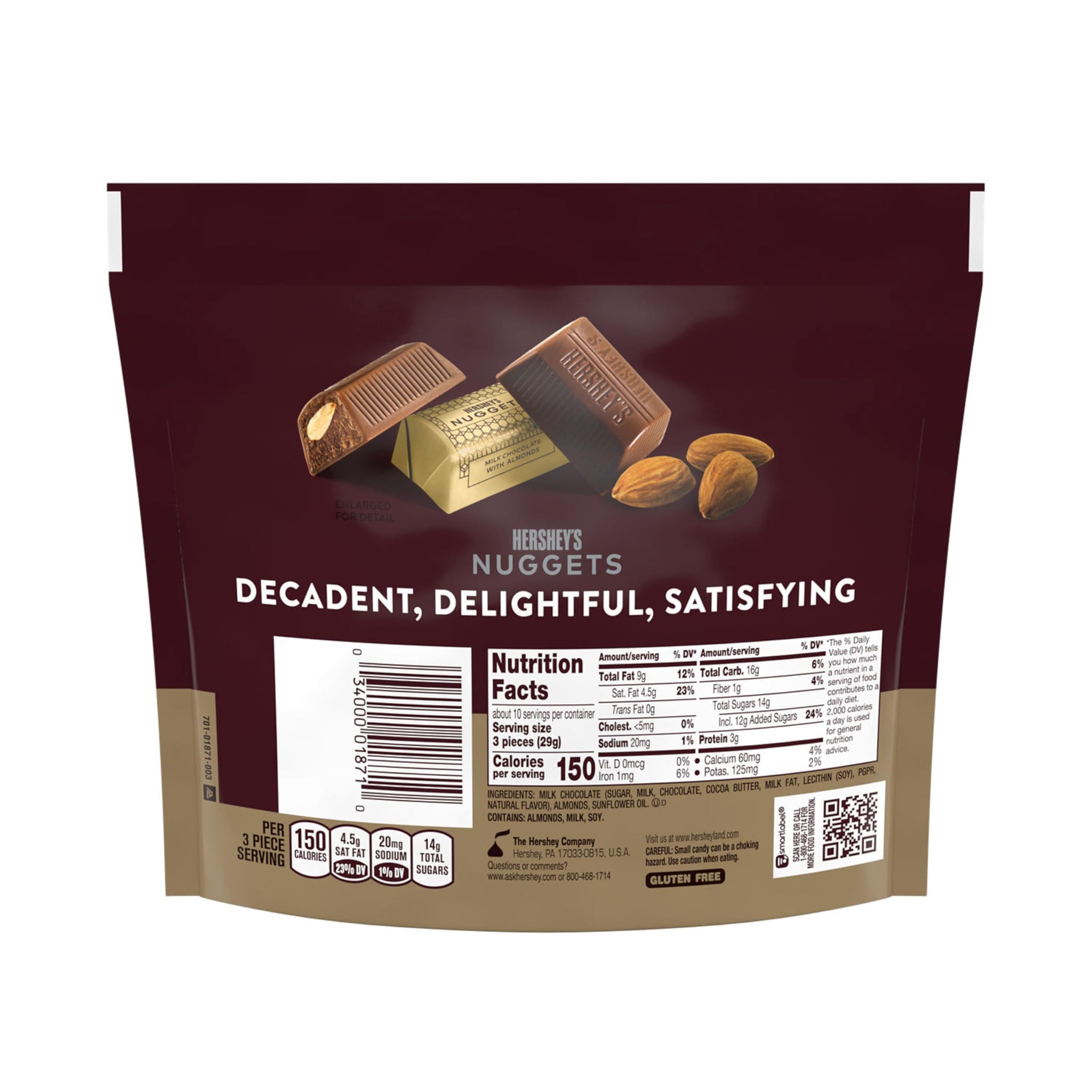 HERSHEY'S NUGGETS Milk Chocolate with Almonds Candy Share Pack, 10.1 oz