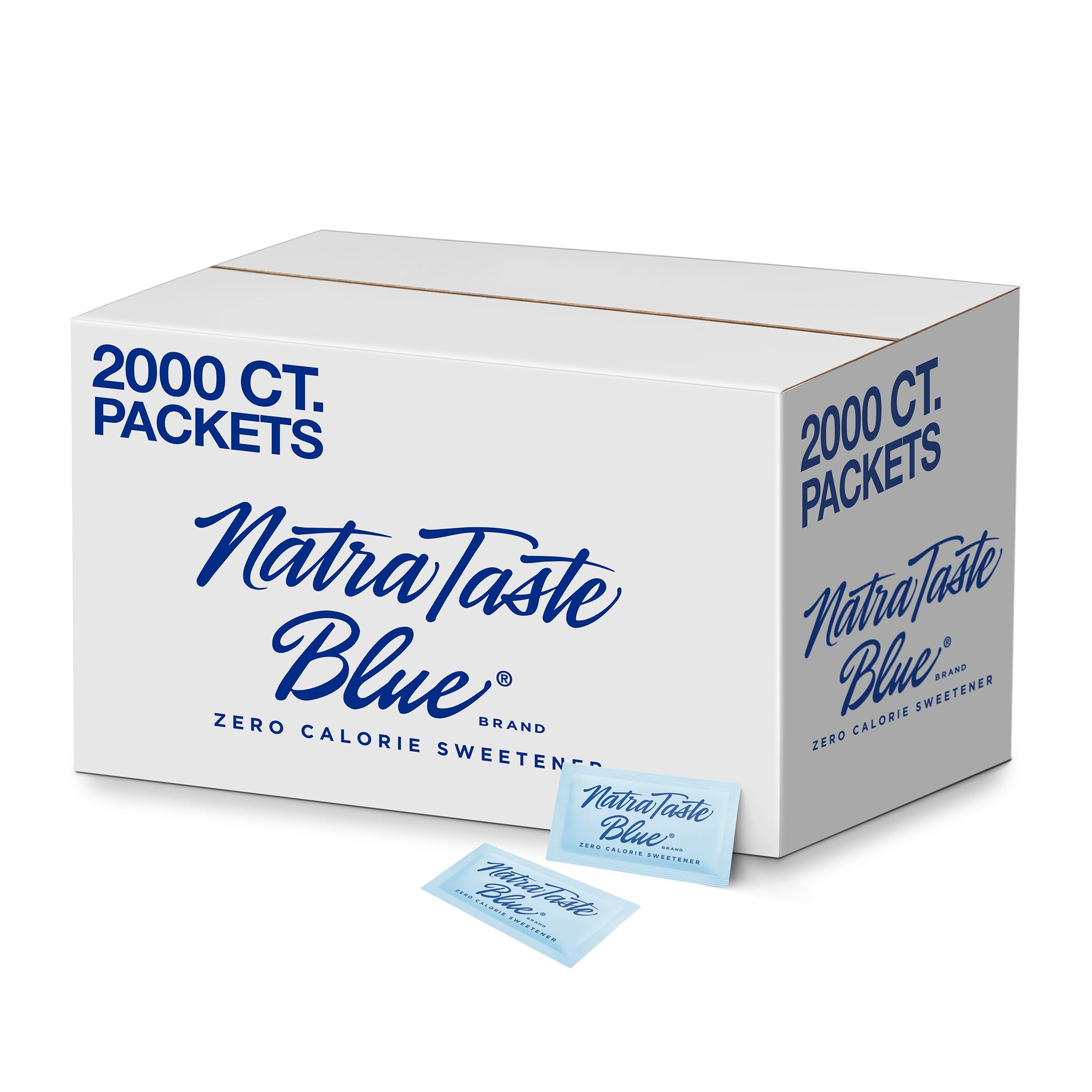 NatraTaste Blue Zero Calorie Aspartame Sweetener Packets, 2000 Ct., Gluten Free, Vegan, Sugar Substitute for Hot and Cold Drinks, Coffee, Iced Tea, Baking and More