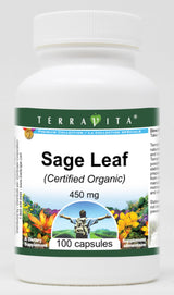 Sage Leaf (Certified Organic) - 450 mg (100 Capsules, ZIN: 518705) - 3 Pack