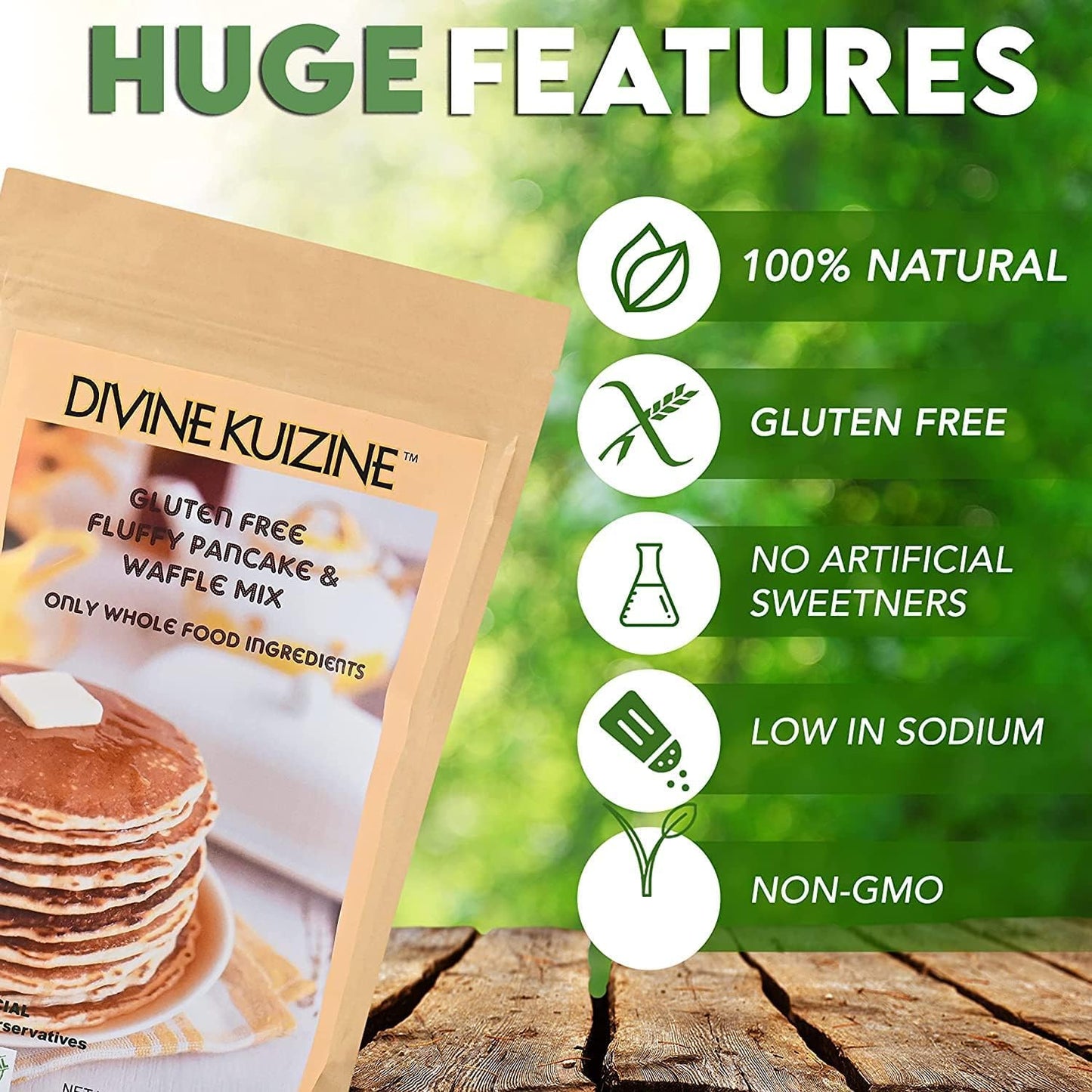 DivineKuizine Fluffy Pancake & Waffle Mix| Gluten free pancake mix| Gluten free Mix| Pancake mix just add milk| Easy to use waffle and pancakes mix 2lbs