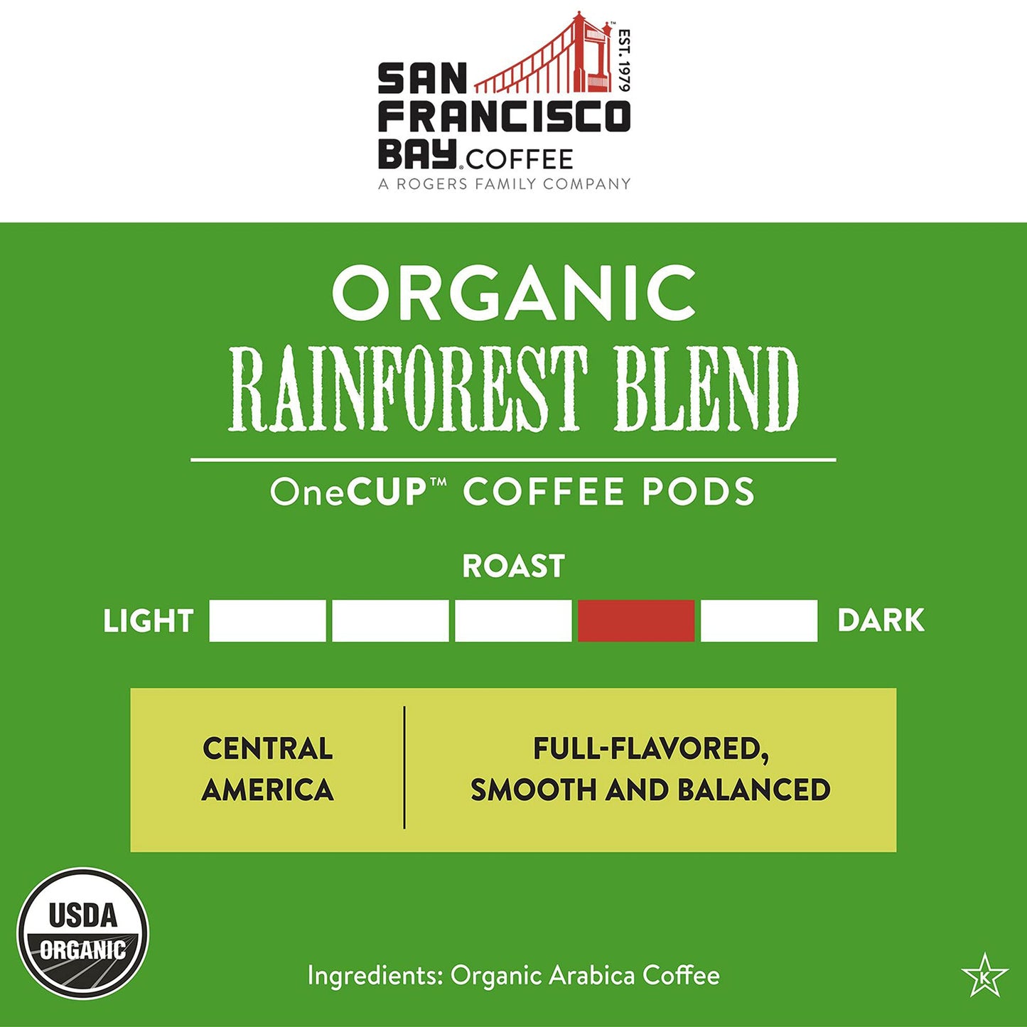 SF Bay Organic Rainforest Blend Coffee, OneCup - 12 Count Compostable Coffee Pods - Medium Roast Arabica - Compatible with Most Keurig K-Cup Brewers